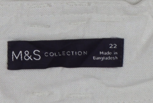 M&S Women’s Ivory Linen Blend Cargo Shorts Belted UK 22