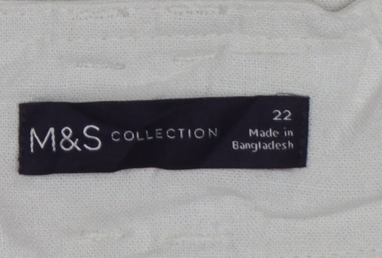 M&S Women’s Ivory Linen Blend Cargo Shorts Belted UK 22