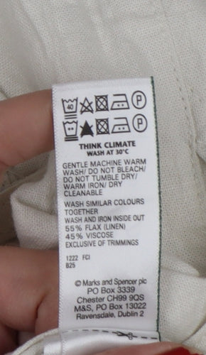 M&S Women’s Ivory Linen Blend Cargo Shorts Belted UK 22