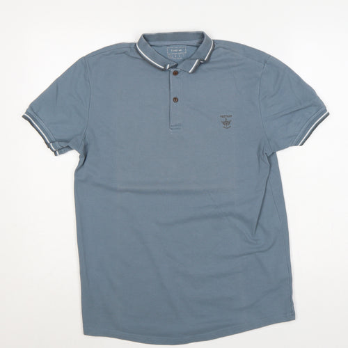 Firetrap Men's Blue M Short Sleeve Cotton Logo Polo Shirt