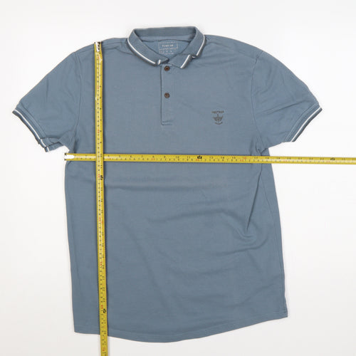 Firetrap Men's Blue M Short Sleeve Cotton Logo Polo Shirt