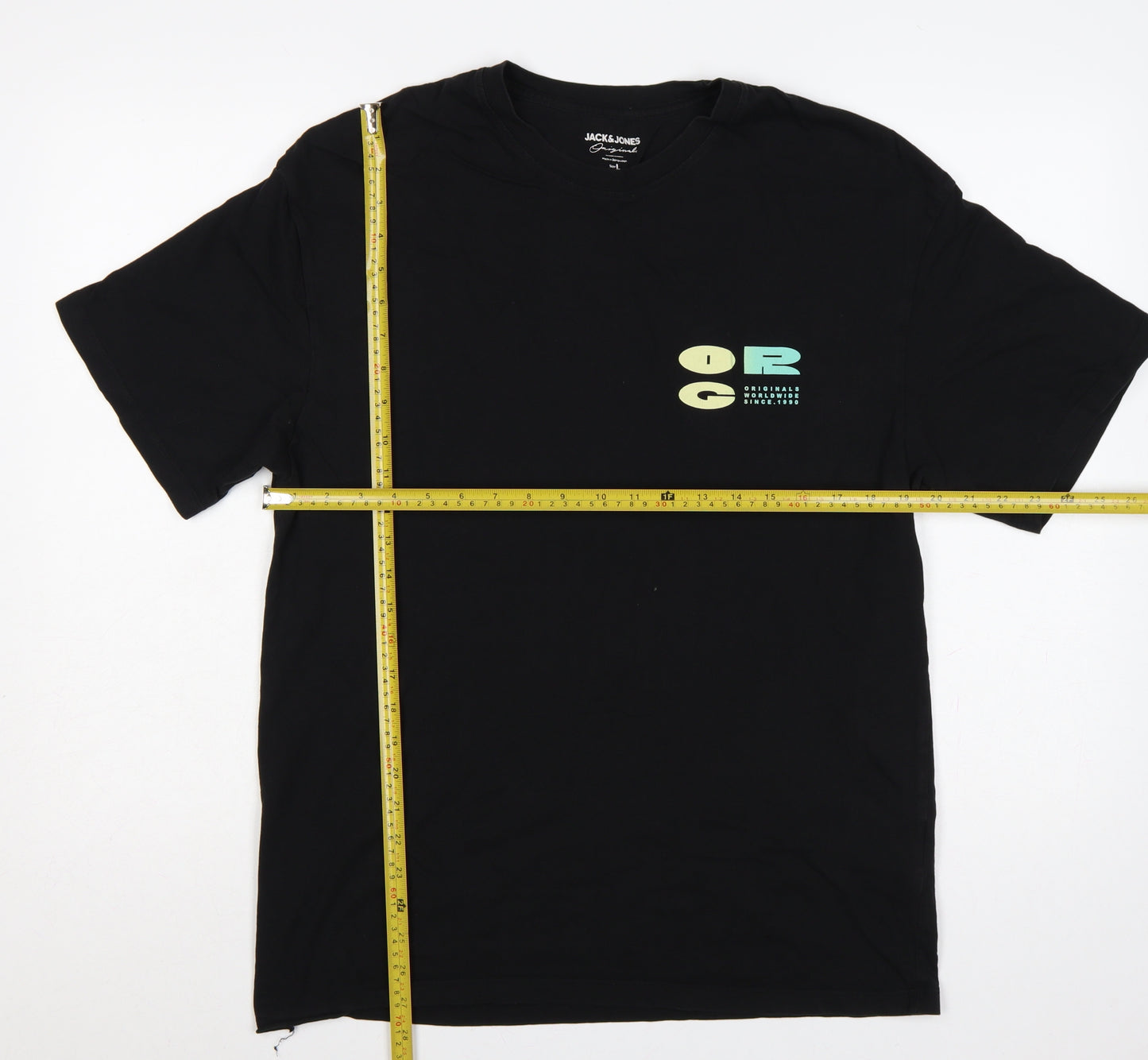 Jack & Jones Men Black L Graphic Print Crew Neck T-Shirt