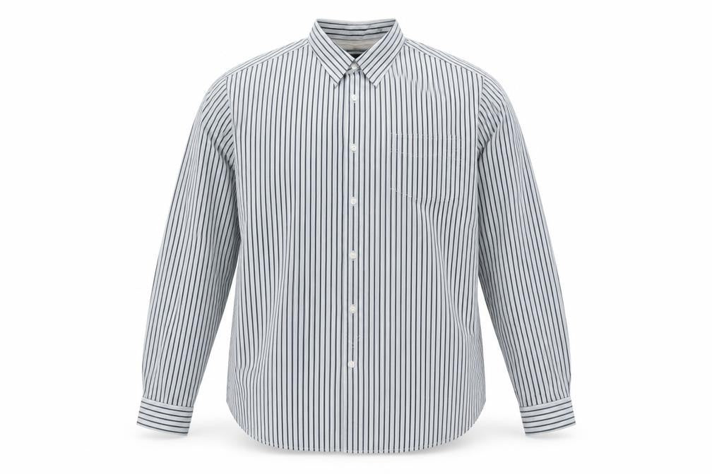 Hammond & Co Men’s White Navy Green Stripe Cotton Shirt 2XL