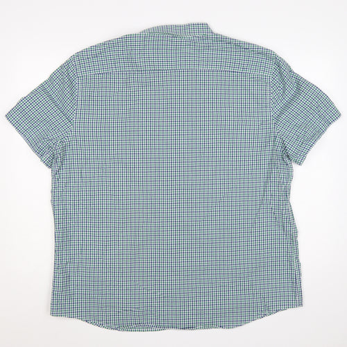 Marks & Spencer Men’s Green Blue Check 2XL Button-Down Short Sleeve Shirt