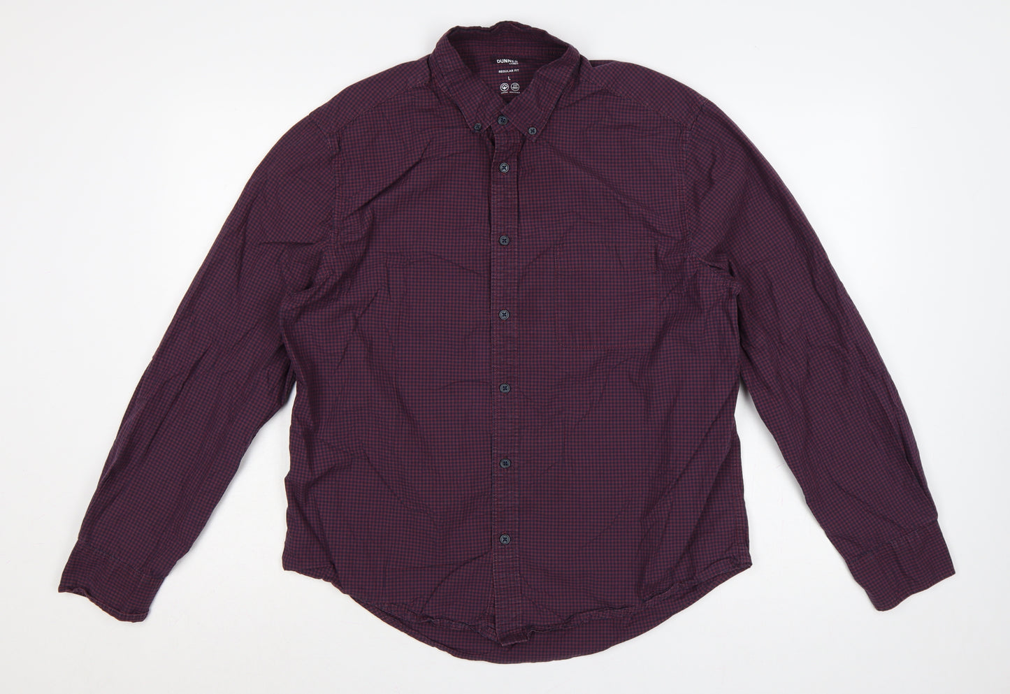 Dunnes Stores Men’s Red Check Cotton Button-Down Shirt L Regular Fit