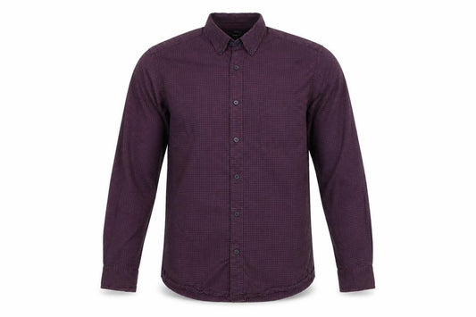 Front view of Dunnes Men’s Red Check Cotton Button-Down Shirt L Regular Fit