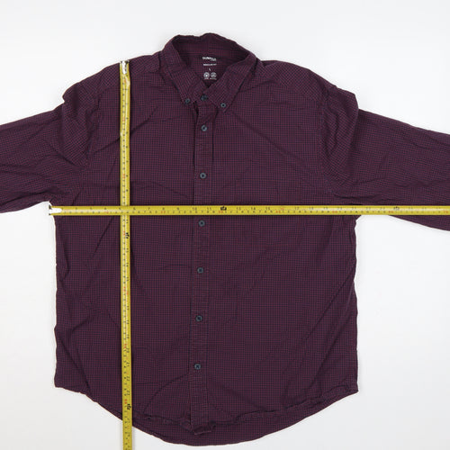 Dunnes Stores Men’s Red Check Cotton Button-Down Shirt L Regular Fit