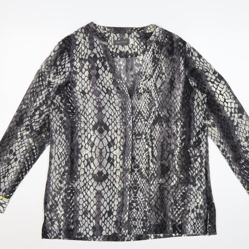 Mint Velvet Women Multicoloured UK 12 Snake Print Sheer V-Neck Blouse