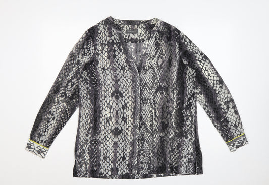 Mint Velvet Women Multicoloured UK 12 Snake Print Sheer V-Neck Blouse