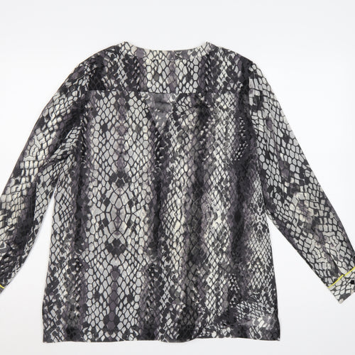 Mint Velvet Women Multicoloured UK 12 Snake Print Sheer V-Neck Blouse