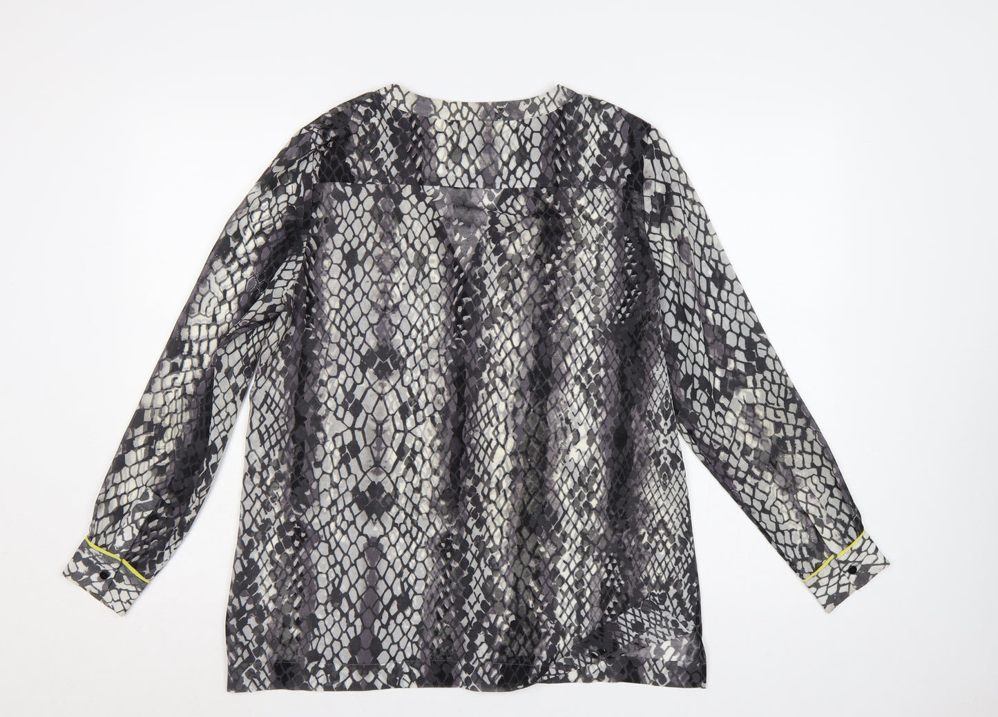 Mint Velvet Women Multicoloured UK 12 Snake Print Sheer V-Neck Blouse
