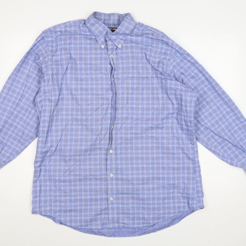 Kirkland Signature Men's Blue Check 17 Traditional Fit Non-Iron Shirt