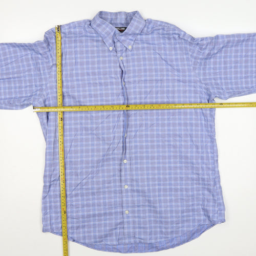 Kirkland Signature Men's Blue Check 17 Traditional Fit Non-Iron Shirt