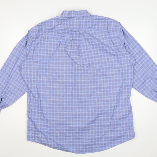 Kirkland Signature Men's Blue Check 17 Traditional Fit Non-Iron Shirt