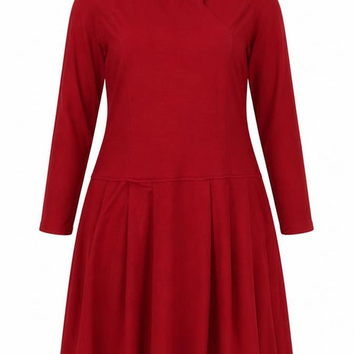 Eastex Women Red UK 16 Fit & Flare Knit Cowl Neck Wool Dress