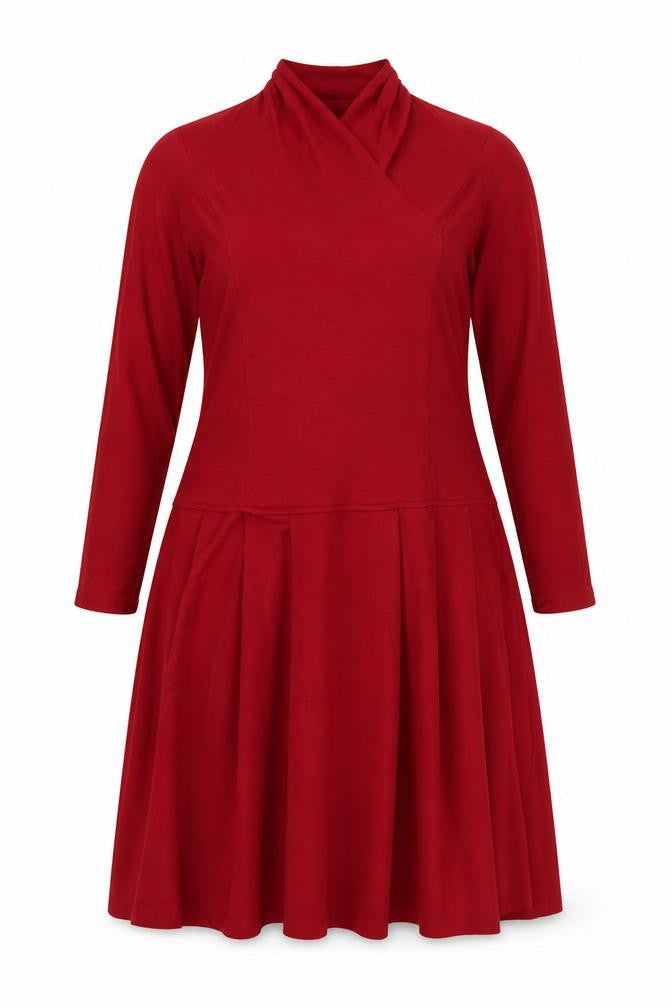 Eastex Women Red UK 16 Fit & Flare Knit Cowl Neck Wool Dress