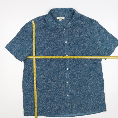 Marks and Spencer Men's Blue XL Geometric Short Sleeve Button-Up Shirt