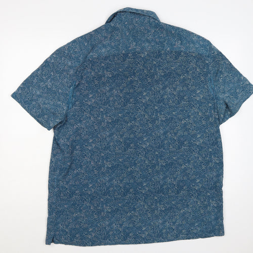 Marks and Spencer Men's Blue XL Geometric Short Sleeve Button-Up Shirt