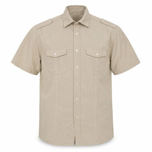 Lincoln Men’s Beige M Short Sleeve Military Button-Up Shirt
