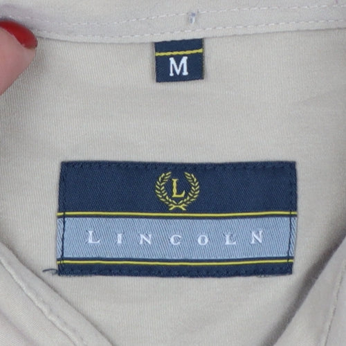Lincoln Men’s Beige M Short Sleeve Military Button-Up Shirt