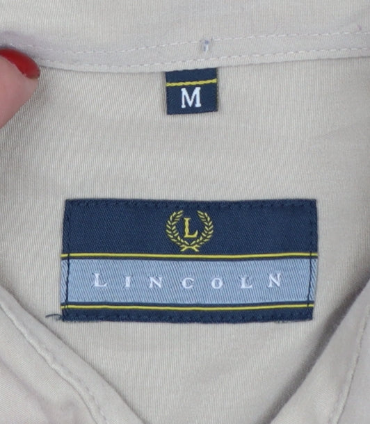 Lincoln Men’s Beige M Short Sleeve Military Button-Up Shirt