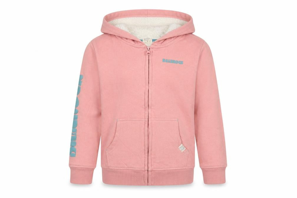 Saltrock Girls Pink 7-8 Years Full Zip Sherpa Lined Logo Hoodie