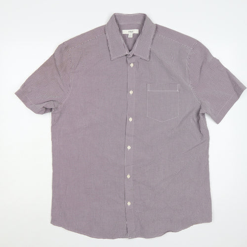 Marks and Spencer Men's Red Check L Short Sleeve Button-Up Shirt