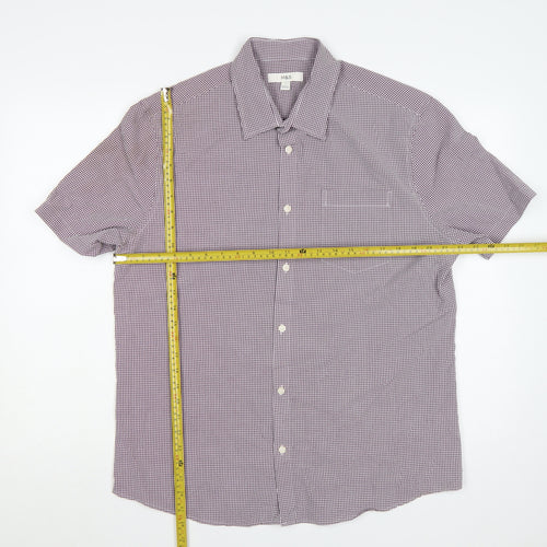 Marks and Spencer Men's Red Check L Short Sleeve Button-Up Shirt