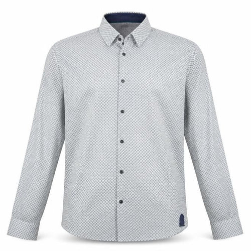 Marks and Spencer Men's White Blue Geometric Tailored Fit XXL Shirt