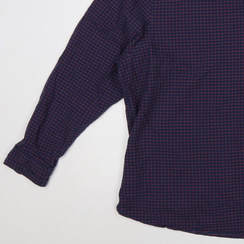 Red Herring Men’s Blue Red Check Button-Down Shirt 2XL Long Sleeve