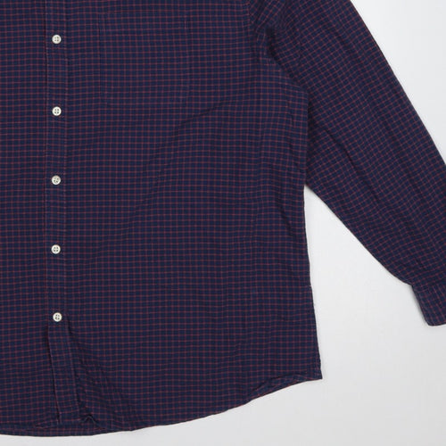 Red Herring Men’s Blue Red Check Button-Down Shirt 2XL Long Sleeve