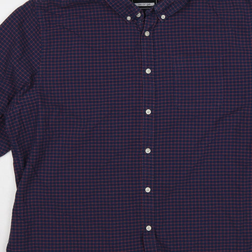 Red Herring Men’s Blue Red Check Button-Down Shirt 2XL Long Sleeve