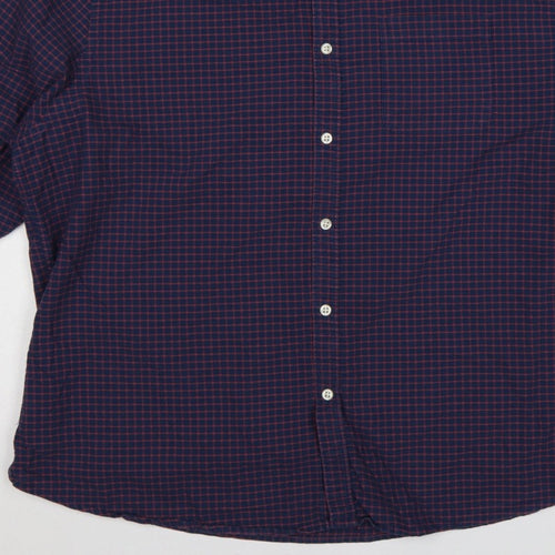 Red Herring Men’s Blue Red Check Button-Down Shirt 2XL Long Sleeve