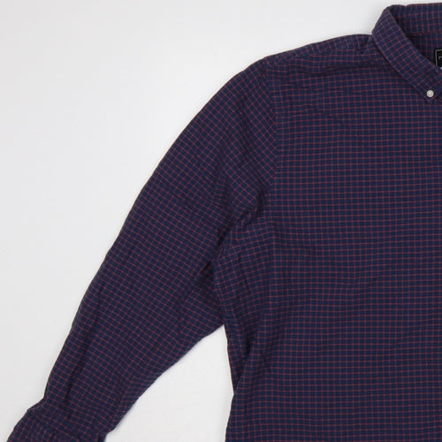 Red Herring Men’s Blue Red Check Button-Down Shirt 2XL Long Sleeve