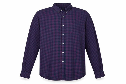 Front view of Red Herring Men’s Blue Red Check Button-Down Shirt 2XL Long Sleeve