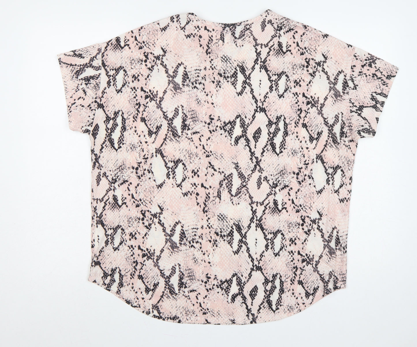 New Look Women Pink Snake Print M Basic Cap Sleeve T-Shirt