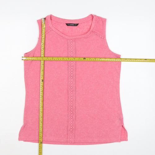 Dunnes Women Pink M Sleeveless Jersey Tank Top Crochet Trim