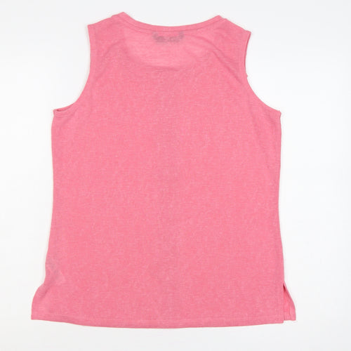 Dunnes Women Pink M Sleeveless Jersey Tank Top Crochet Trim
