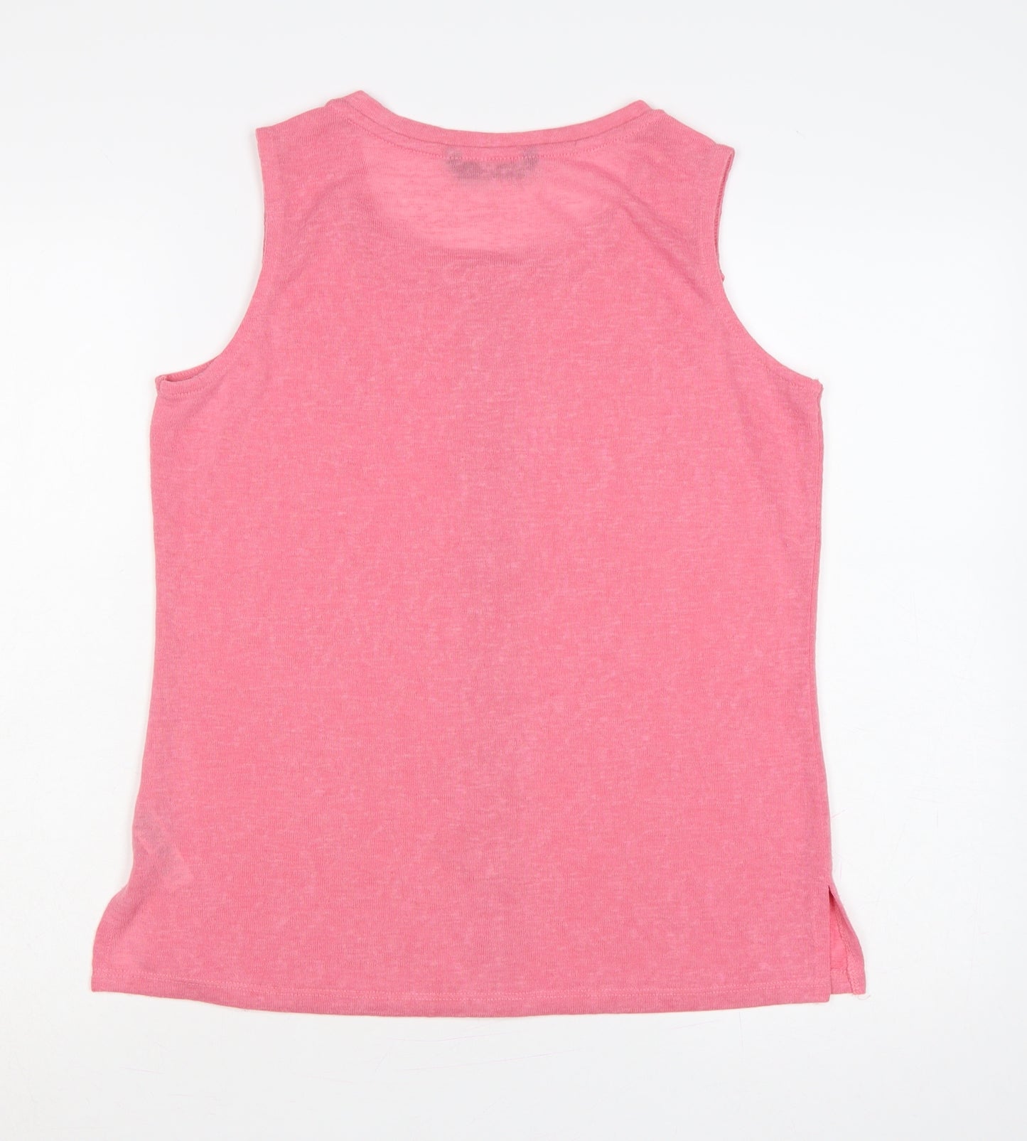 Dunnes Women Pink M Sleeveless Jersey Tank Top Crochet Trim