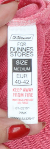 Dunnes Women Pink M Sleeveless Jersey Tank Top Crochet Trim