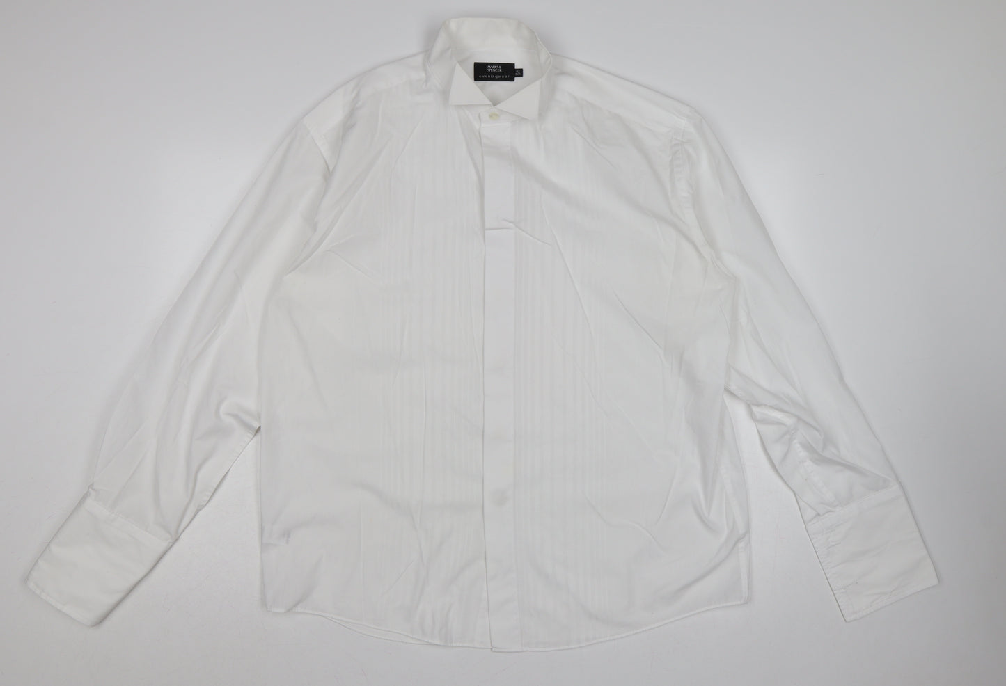 Marks and Spencer Men’s White 16.5 Pleated Wing Collar Dress Shirt