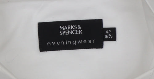 Marks and Spencer Men’s White 16.5 Pleated Wing Collar Dress Shirt
