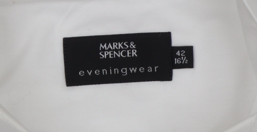 Marks and Spencer Men’s White 16.5 Pleated Wing Collar Dress Shirt