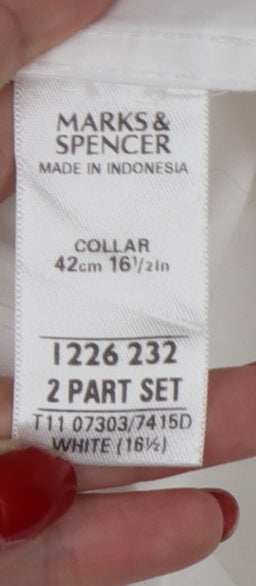 Marks and Spencer Men’s White 16.5 Pleated Wing Collar Dress Shirt
