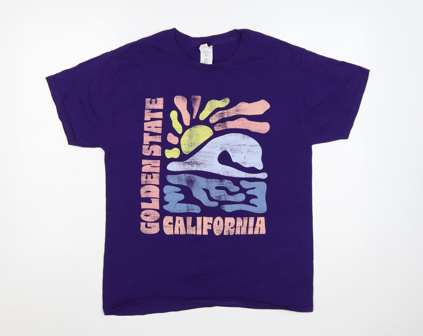 Hanes Teens Purple M Golden State California Graphic Print T-Shirt