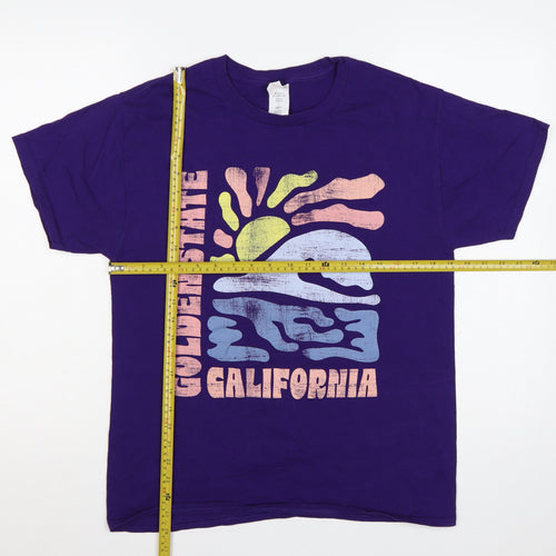 Hanes Teens Purple M Golden State California Graphic Print T-Shirt