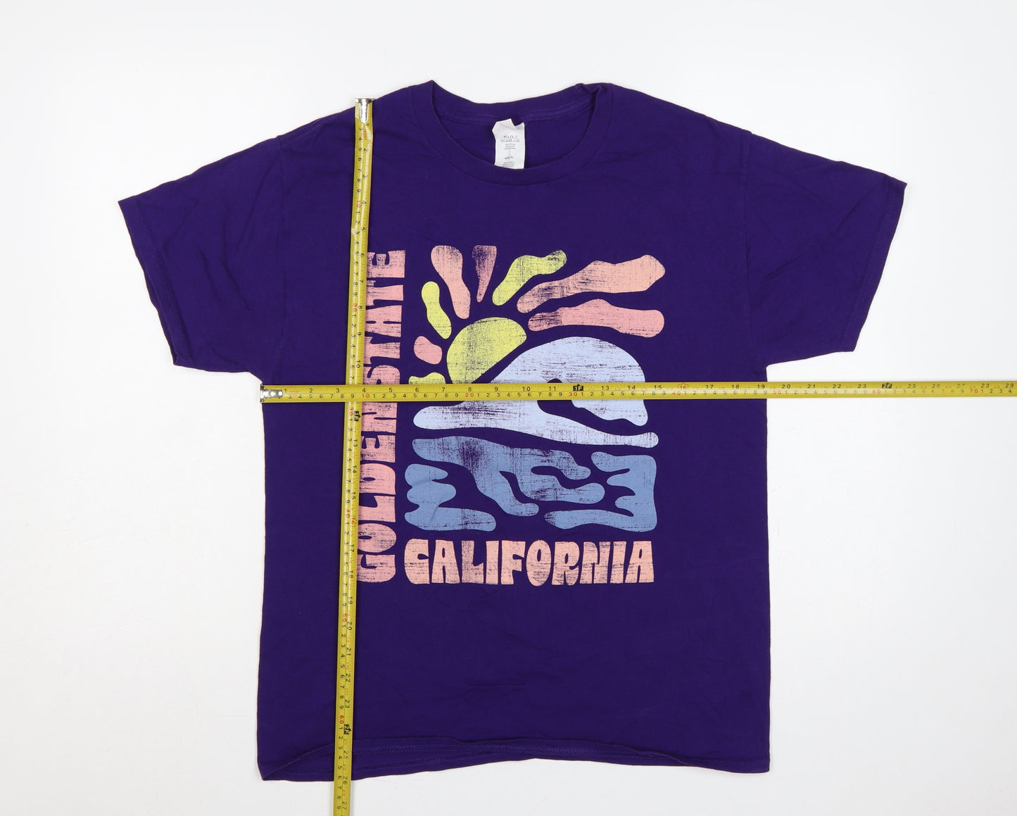 Hanes Teens Purple M Golden State California Graphic Print T-Shirt