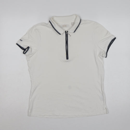 Kartel Women White UK 12 Classic Zip Polo Shirt Cotton Stretch