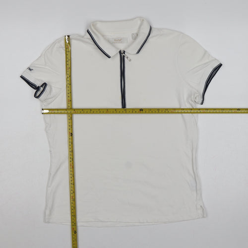 Kartel Women White UK 12 Classic Zip Polo Shirt Cotton Stretch