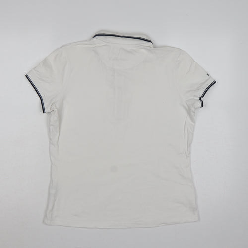 Kartel Women White UK 12 Classic Zip Polo Shirt Cotton Stretch